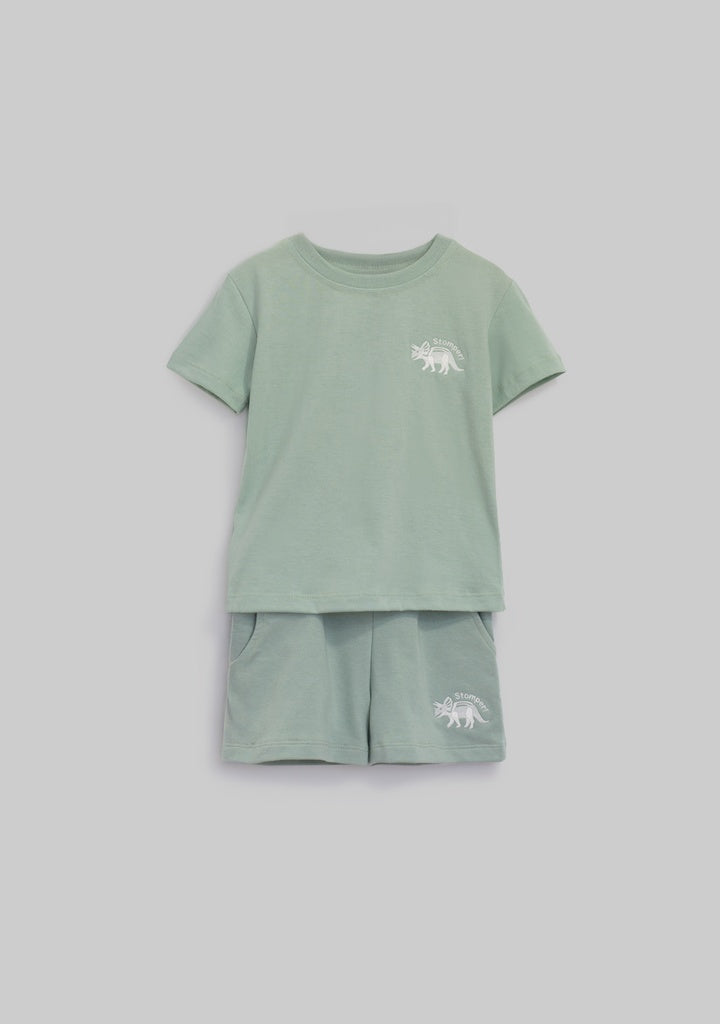Conjunto short verde dinosaurio