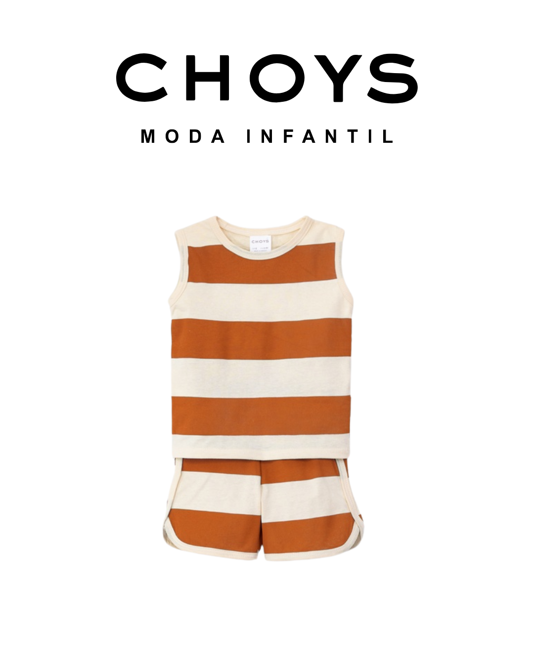 conjunto beige líneas café