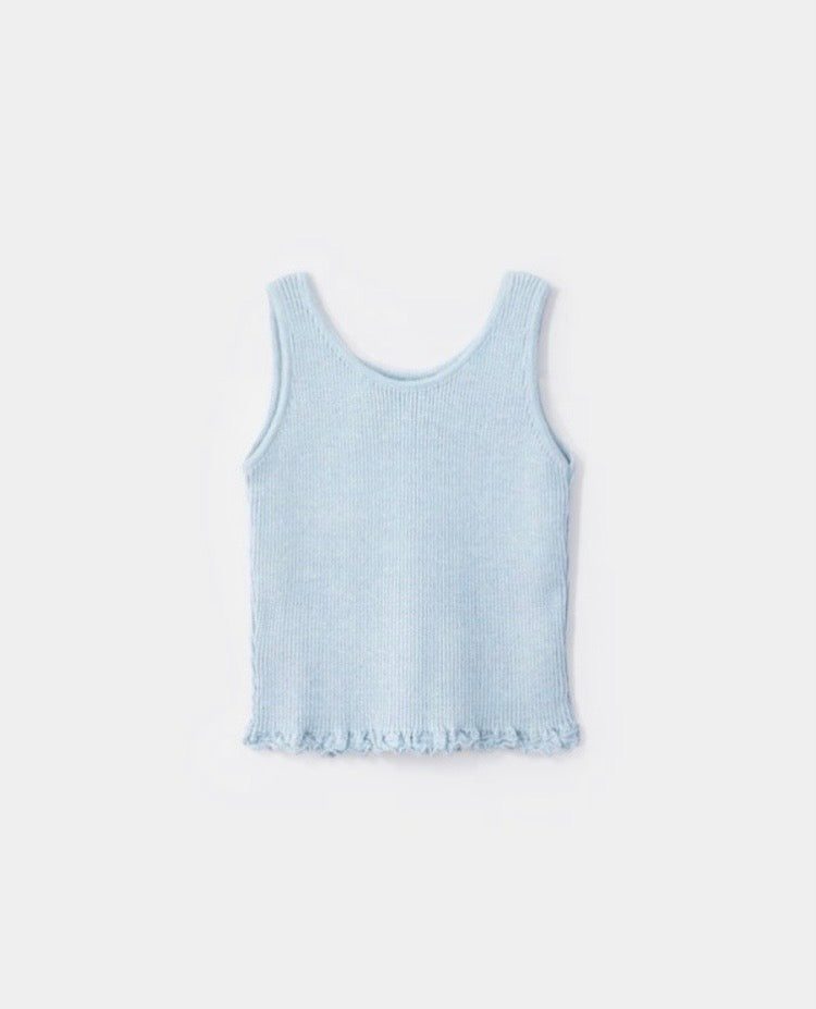 blusa azul de tirantes brillosa
