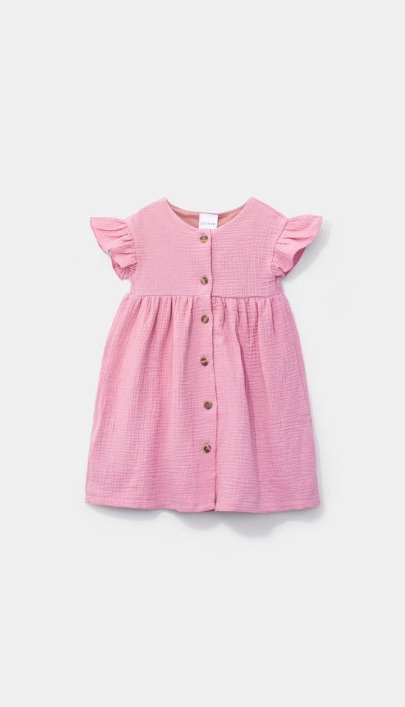 vestido rosa botones
