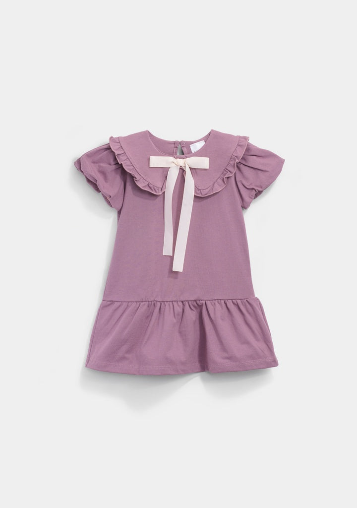 vestido rosa moño lila