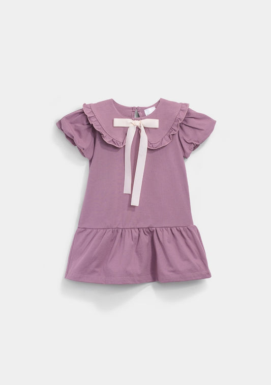 vestido rosa moño lila