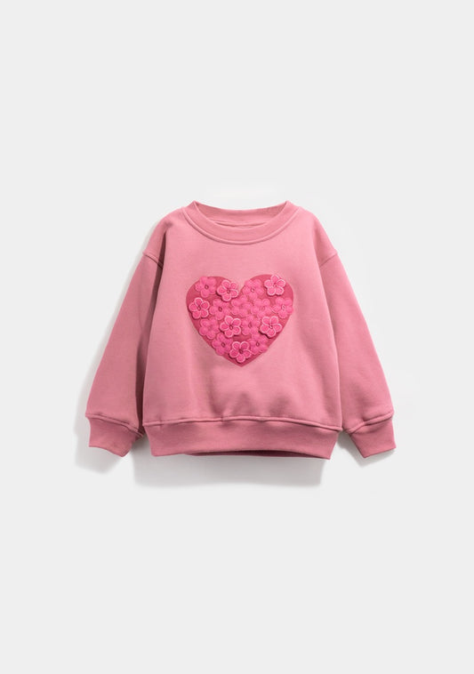 sudadera rosa corazón flores
