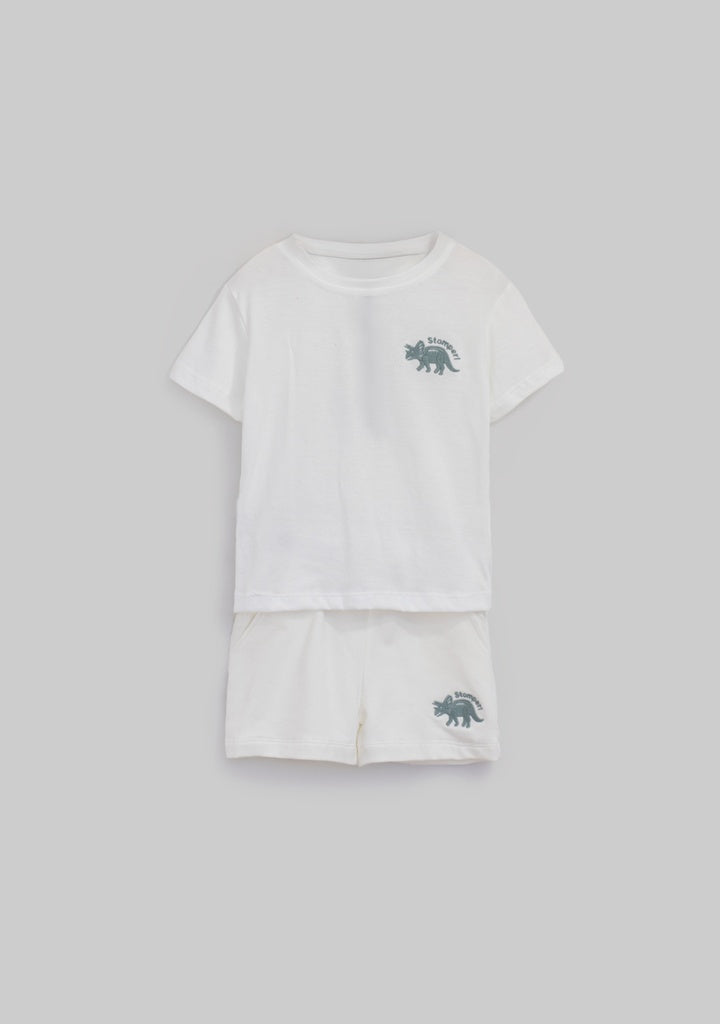 Conjunto Short Blanco Dinosaurio
