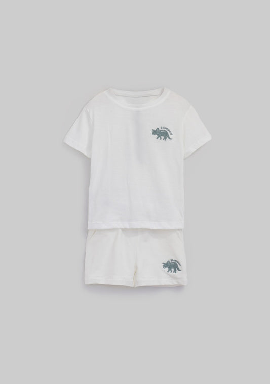 Conjunto Short Blanco Dinosaurio