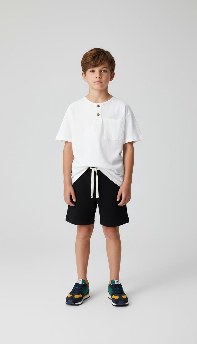 Set camiseta blanca short negro