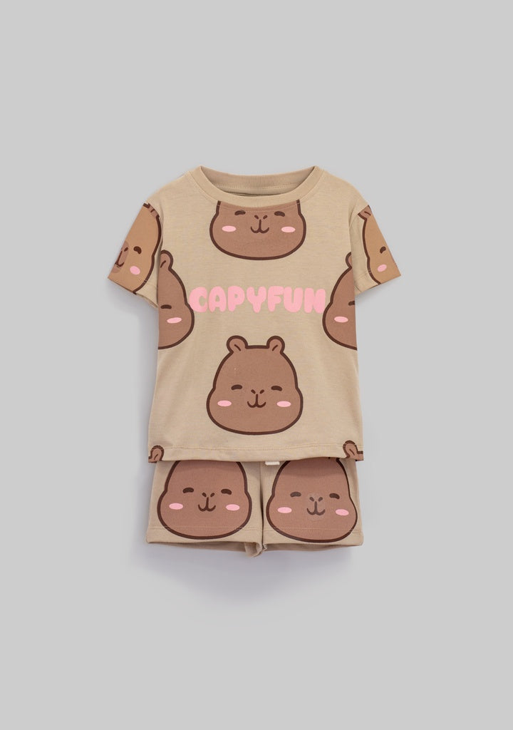 Conjunto Short Capibara cafe