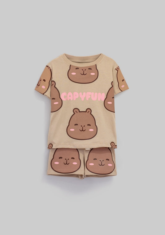 Conjunto Short Capibara cafe