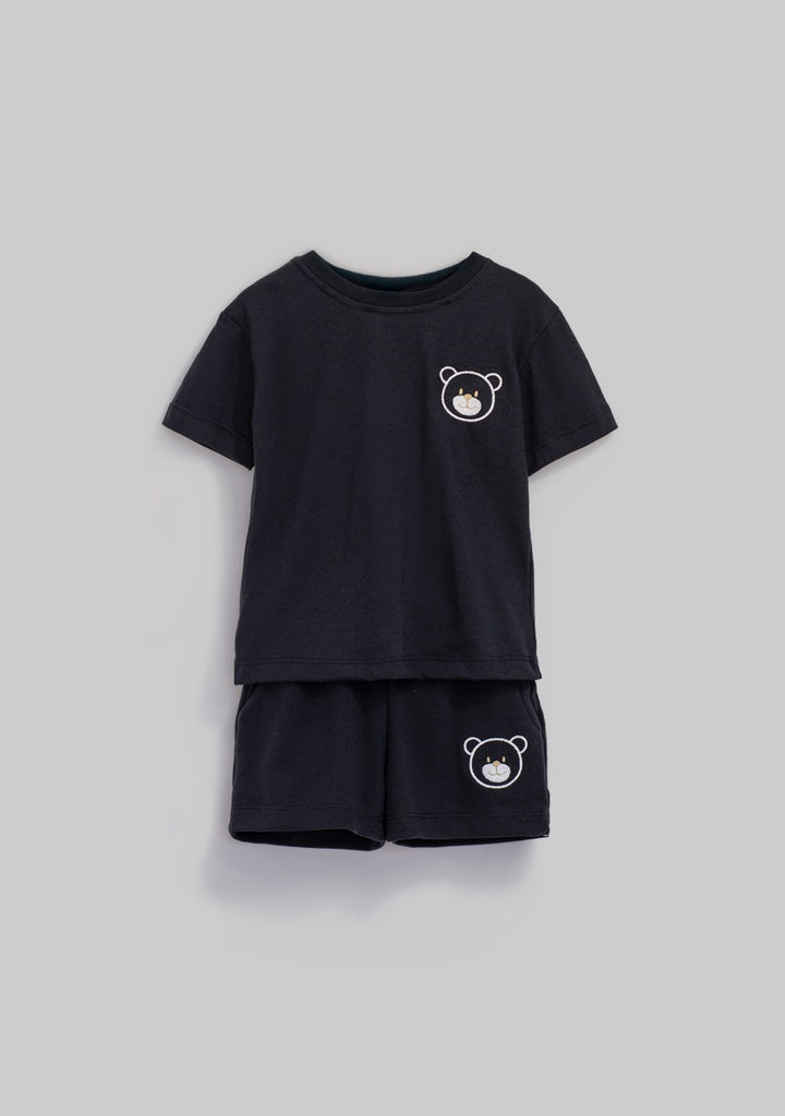 Conjunto de shorts negro de oso