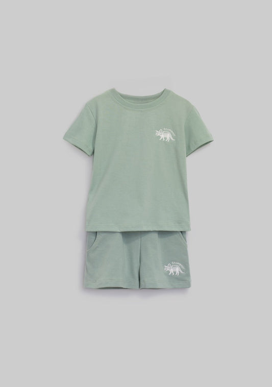 Conjunto short verde dinosaurio
