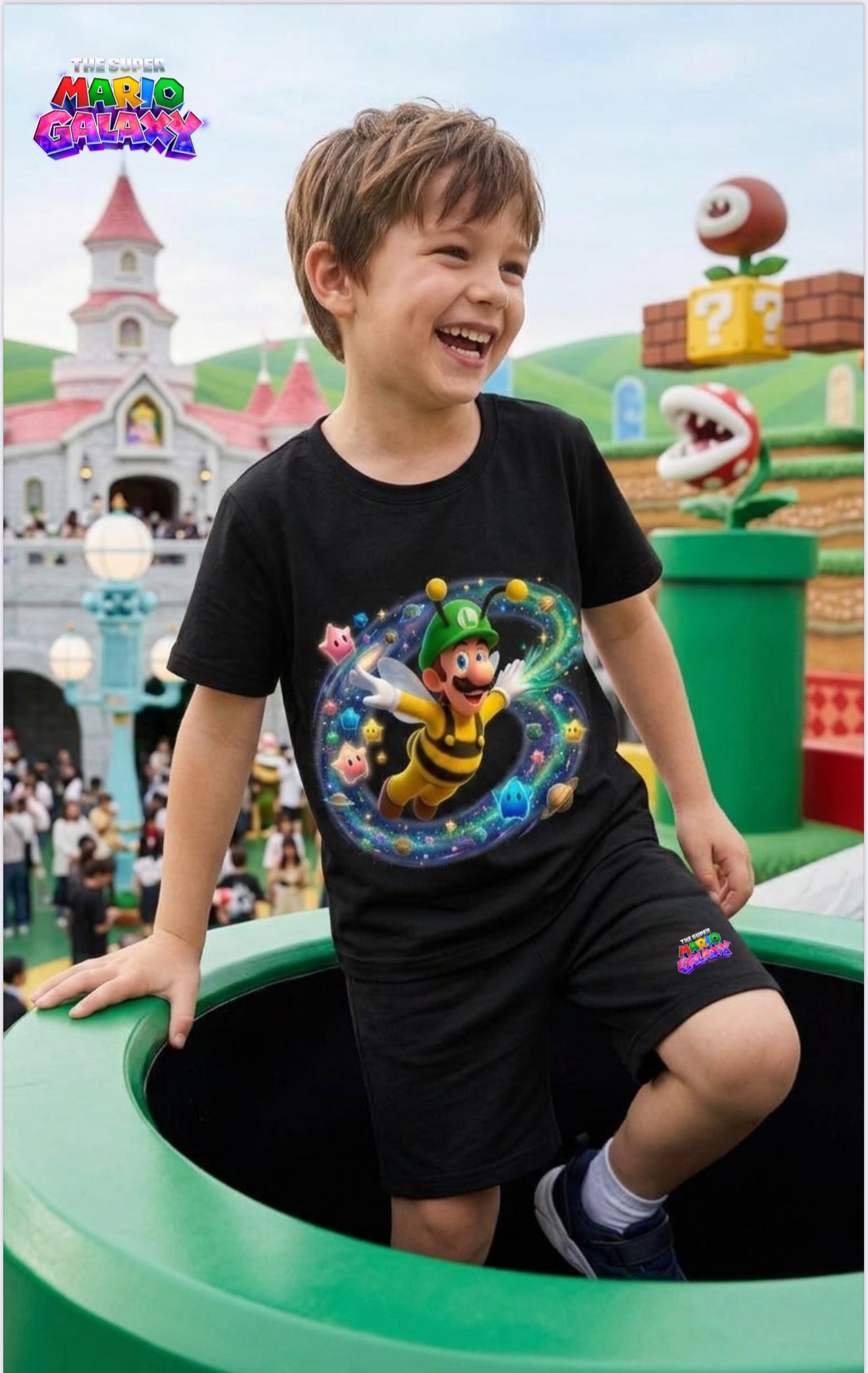 Conjunto luigi de abeja negro