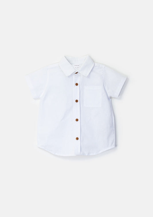 Camisa  blancan botones cafe