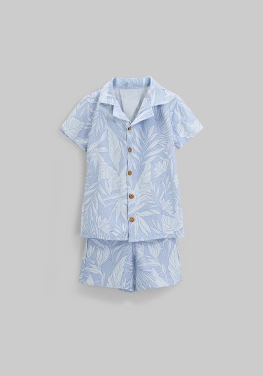 conjunto floral azul