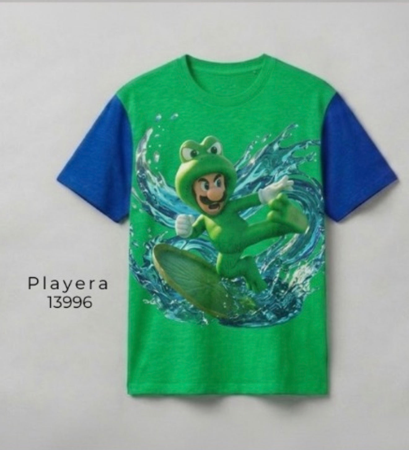 Playera luigi rana verde con azul